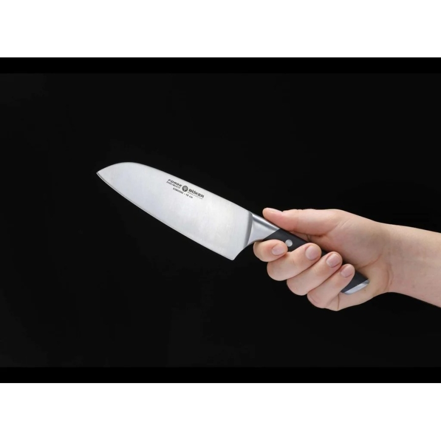 Böker - Nóż kuchenny santoku FORGE 16 cm czarny
