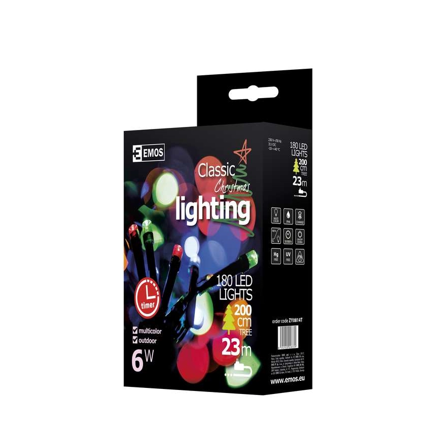 Emos ZY0814T - Boże Narodzenie łańcuch IP44 18m 180xLED
