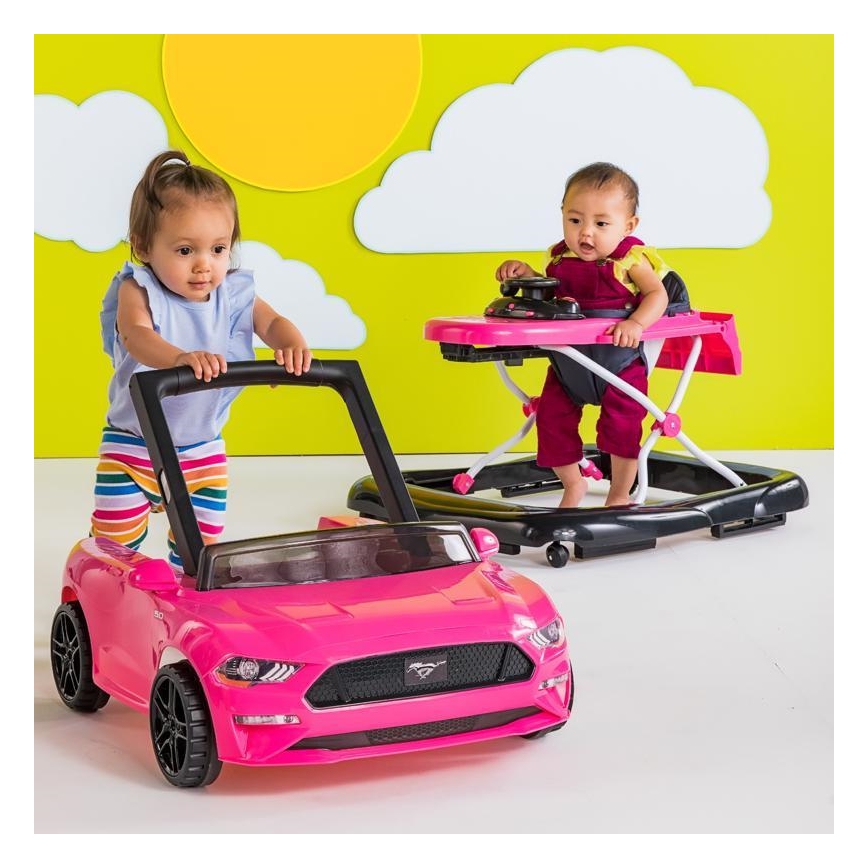 Bright Starts - chodzik dziecięcy 3 w 1 FORD MUSTANG różowy