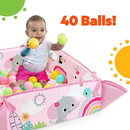 Bright Starts - Kocyk dziecięcy do zabawy 5w1 YOUR WAY BALL PLAY 3xAA różowy