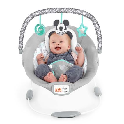 Bright Starts - Leżaczek wibracyjny dla dziecka z muzyką MICKEY MOUSE 3xLR14
