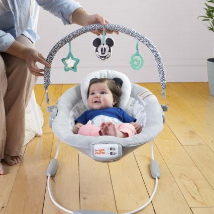Bright Starts - Leżaczek wibracyjny dla dziecka z muzyką MICKEY MOUSE 3xLR14