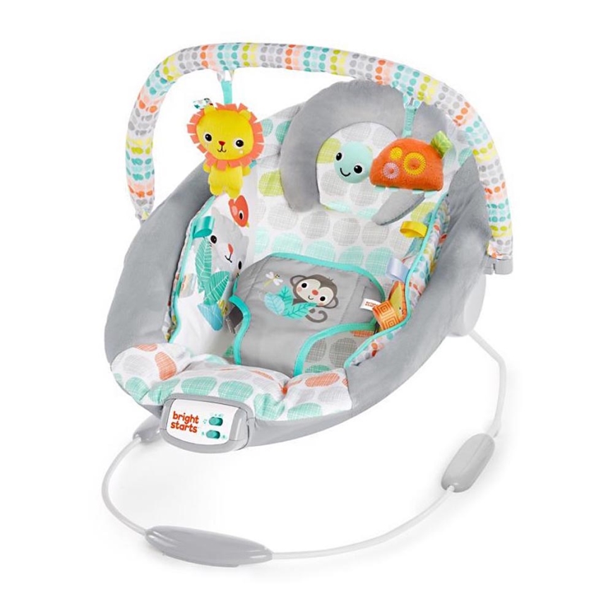 Bright Starts - Leżaczek wibracyjny dla dziecka z muzyką WHIMSICAL WILD 3xLR14