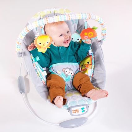 Bright Starts - Leżaczek wibracyjny dla dziecka z muzyką WHIMSICAL WILD 3xLR14