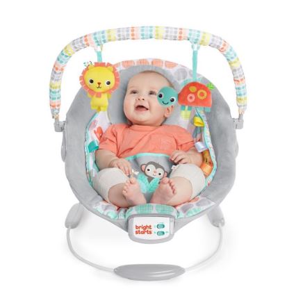 Bright Starts - Leżaczek wibracyjny dla dziecka z muzyką WHIMSICAL WILD 3xLR14