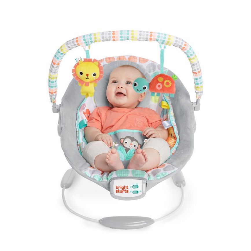 Bright Starts - Leżaczek wibracyjny dla dziecka z muzyką WHIMSICAL WILD 3xLR14