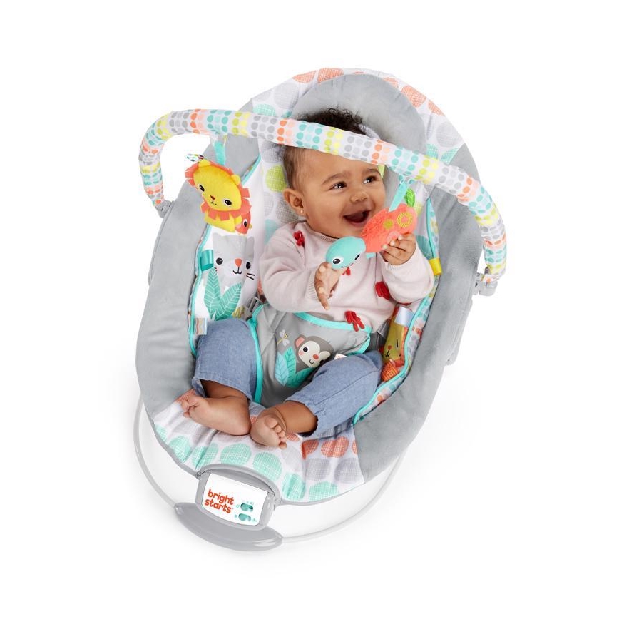 Bright Starts - Leżaczek wibracyjny dla dziecka z muzyką WHIMSICAL WILD 3xLR14
