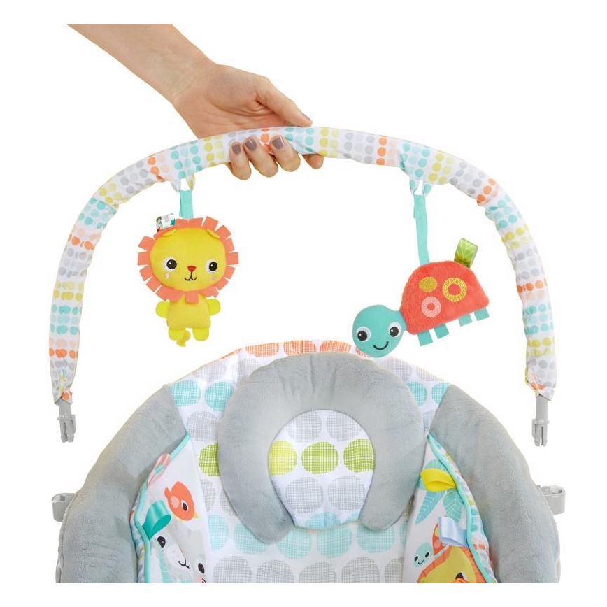 Bright Starts - Leżaczek wibracyjny dla dziecka z muzyką WHIMSICAL WILD 3xLR14