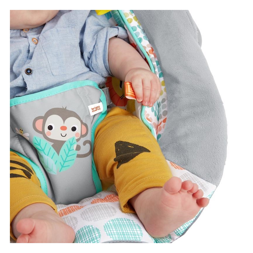 Bright Starts - Leżaczek wibracyjny dla dziecka z muzyką WHIMSICAL WILD 3xLR14