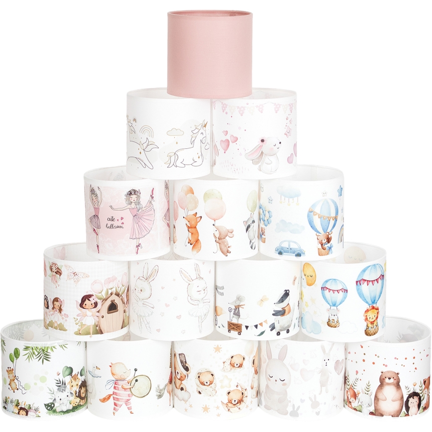 BRILAGI - Abażur uniwersalny BOBO E27 Ø 15 cm, biały/różowy/z baletkami