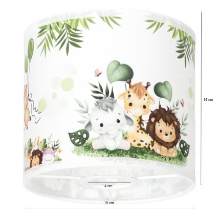 BRILAGI - Abażur uniwersalny BOBO E27 Ø 15 cm biały/zielony/dżungla