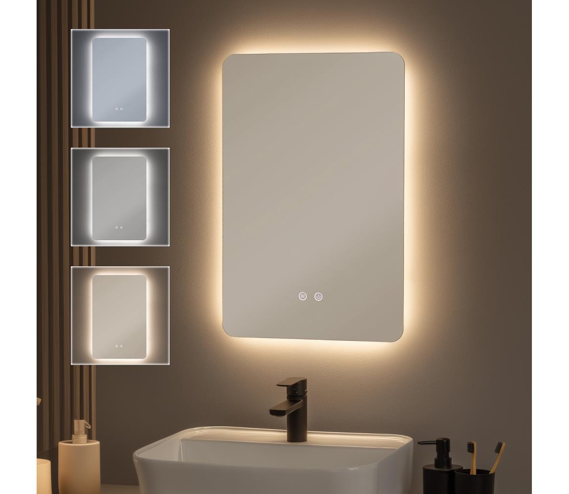 Brilagi - DIANA: ściemnialne lustro łazienkowe z podświetleniem LED i podgrzewaniem, 13W/230V, 60x40 cm, IP44