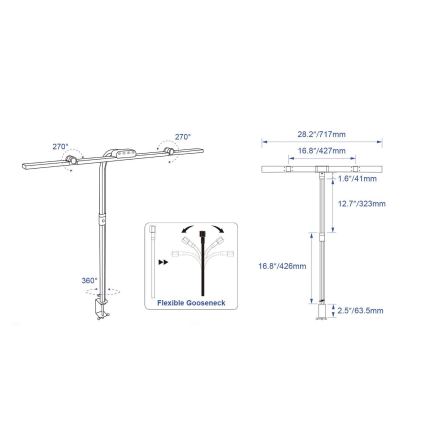 Brilagi - LED ściemniana dotykowa lampa biurkowa z klipsem VARIO LED/24W/230V 3000-6500K CRI 92 czarna