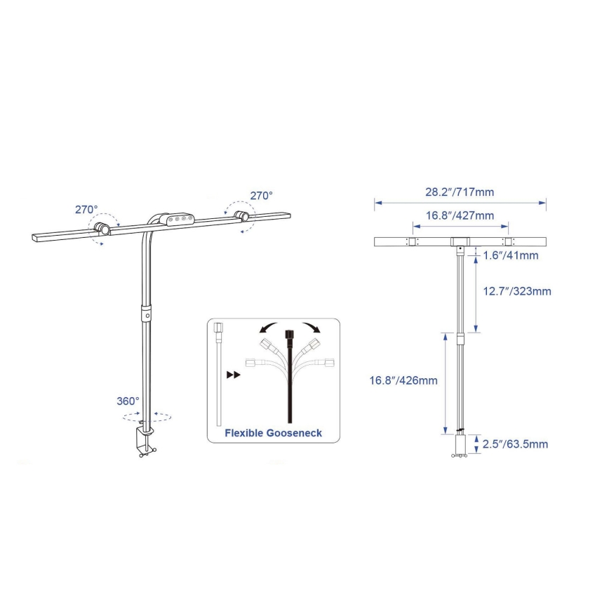 Brilagi - LED ściemniana dotykowa lampa biurkowa z klipsem VARIO LED/24W/230V 3000-6500K CRI 92 czarna