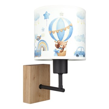 Brilagi - Dziecięca lampa ścienna BOBO WOOD 1xE27/25W/230V dąb/czarny/biały/niebieski/misie