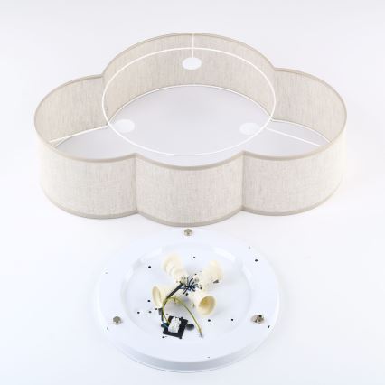 Brilagi - Dziecięca lampa sufitowa NIMBUS LINEN 4xE27/15W/230V 46x63 cm beżowa