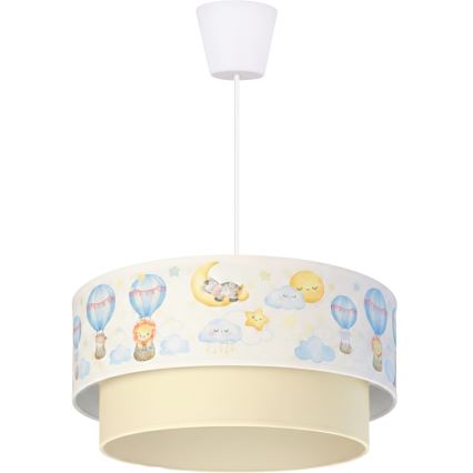 Brilagi - LED lampa dziecięca wisząca na przewodzie BOBO 1xE27/60W/230V Ø40 cm biała/beżowa/ze zwierzątkami