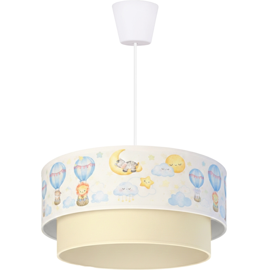 Brilagi - LED lampa dziecięca wisząca na przewodzie BOBO 1xE27/60W/230V Ø40 cm biała/beżowa/ze zwierzątkami
