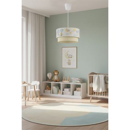 Brilagi - LED lampa dziecięca wisząca na przewodzie BOBO 1xE27/60W/230V Ø40 cm biała/beżowa/ze zwierzątkami