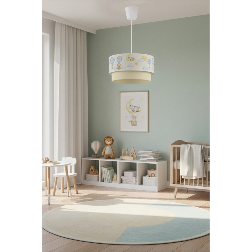 Brilagi - LED lampa dziecięca wisząca na przewodzie BOBO 1xE27/60W/230V Ø40 cm biała/beżowa/ze zwierzątkami