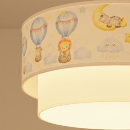 Brilagi - LED lampa dziecięca wisząca na przewodzie BOBO 1xE27/60W/230V Ø40 cm biała/beżowa/ze zwierzątkami