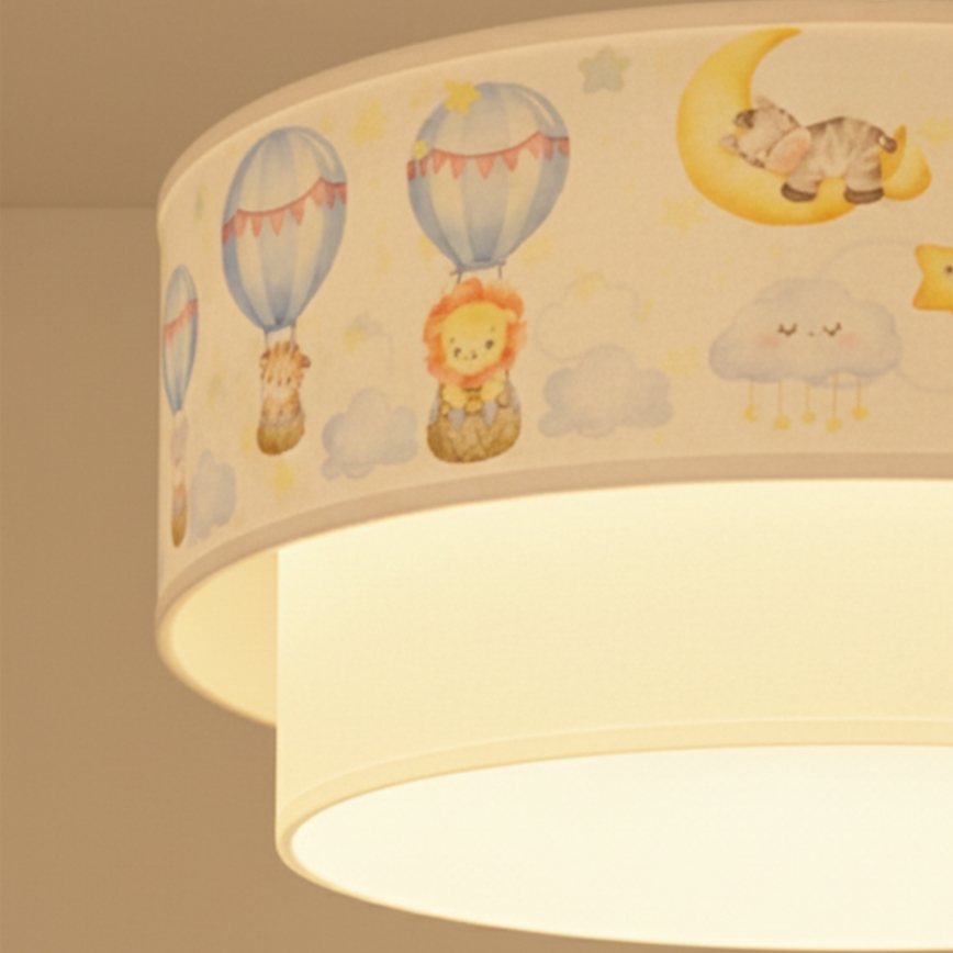 Brilagi - LED lampa dziecięca wisząca na przewodzie BOBO 1xE27/60W/230V Ø40 cm biała/beżowa/ze zwierzątkami