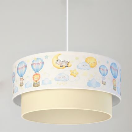 Brilagi - LED lampa dziecięca wisząca na przewodzie BOBO 1xE27/60W/230V Ø40 cm biała/beżowa/ze zwierzątkami