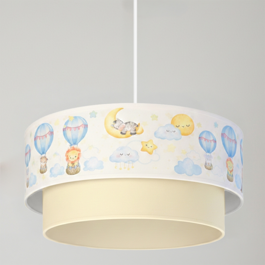Brilagi - LED lampa dziecięca wisząca na przewodzie BOBO 1xE27/60W/230V Ø40 cm biała/beżowa/ze zwierzątkami