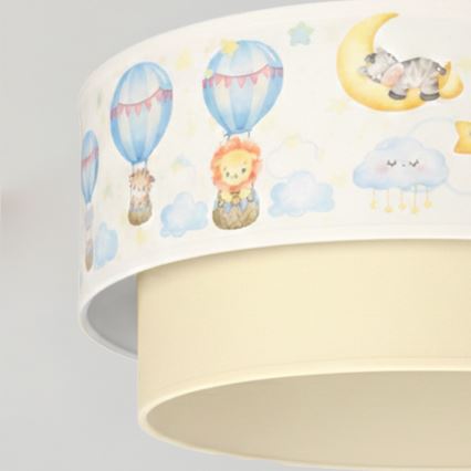 Brilagi - LED lampa dziecięca wisząca na przewodzie BOBO 1xE27/60W/230V Ø40 cm biała/beżowa/ze zwierzątkami