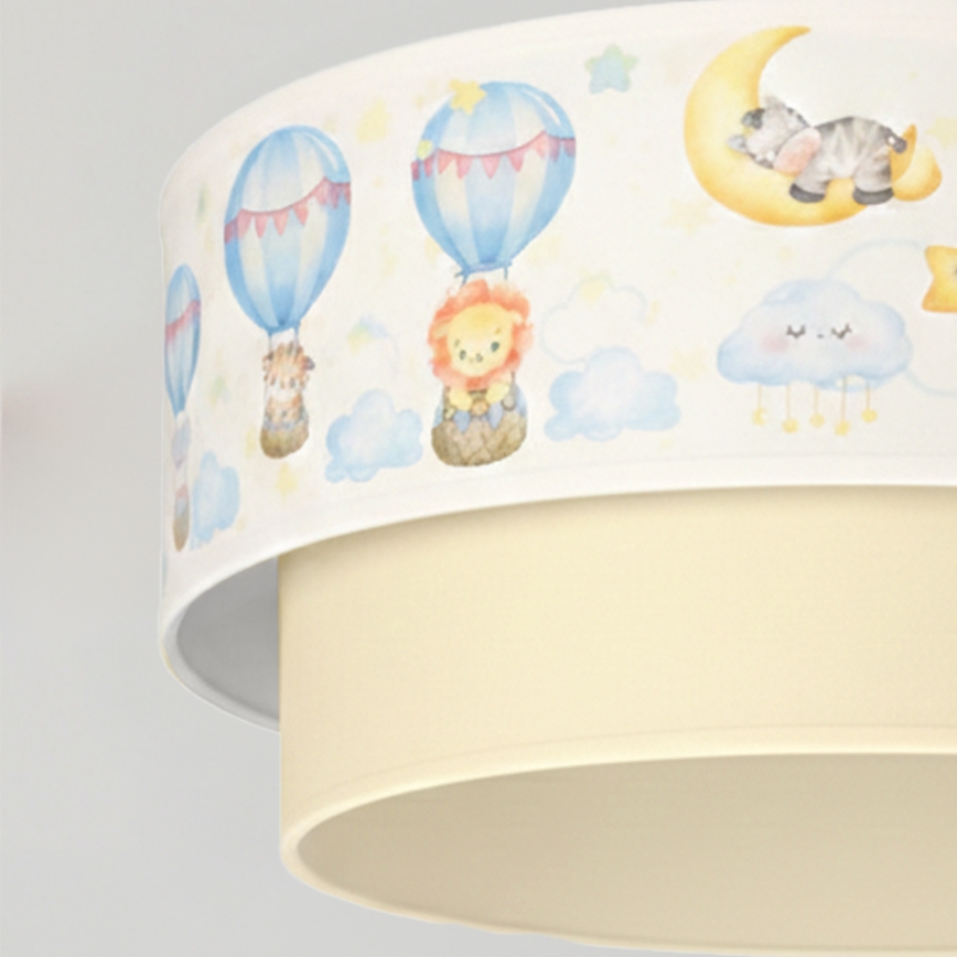 Brilagi - LED lampa dziecięca wisząca na przewodzie BOBO 1xE27/60W/230V Ø40 cm biała/beżowa/ze zwierzątkami