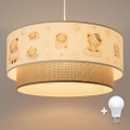BRILAGI - dziecięca lampa wisząca LED na przewodzie BOBO 1xE27/60W/230V śr. 40 cm biała/beżowa/z misiami