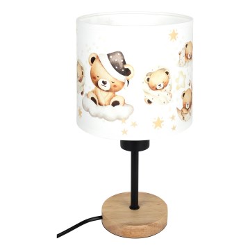 Brilagi - Dziecięca lampka biurkowa BOBO WOOD 1xE27/25W/230V dąb/czarny/biały/misie