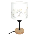 Brilagi - Dziecięca lampka stołowa BOBO WOOD 1xE27/25W/230V dąb/czarny/biały/jednorożce