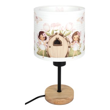 Brilagi - Dziecięca lampka stołowa BOBO WOOD 1xE27/25W/230V dąb/czarny/biały/różowy/wróżki