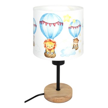 Brilagi - Dziecięca lampka stołowa BOBO WOOD 1xE27/25W/230V dąb/czarny/biały/z motywem zwierzątek