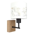 Brilagi - Dziecięcy kinkiet BOBO WOOD 1xE27/25W/230V dąb/czarny/biały/jednorożce