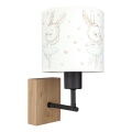 Brilagi - Dziecięcy kinkiet BOBO WOOD 1xE27/25W/230V dąb/czarny/biały/króliczki