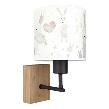 Brilagi - Dziecięcy kinkiet BOBO WOOD 1xE27/25W/230V dąb/czarny/biały/króliczki