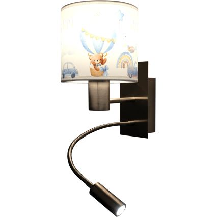 Brilagi - LED Dziecięcy elastyczny kinkiet BOBO 1xE27/25W/230V + LED/3W matowy chrom/biały/niebieski/misie