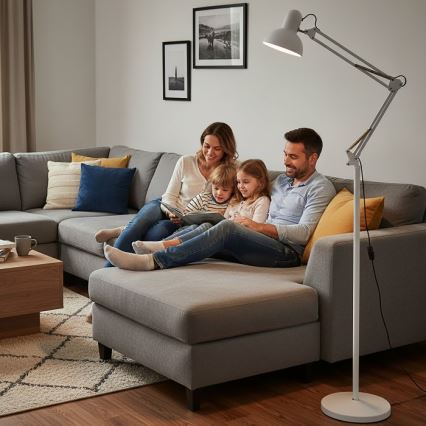 Brilagi - Elastyczna lampa podłogowa TASKER 1xE27/60W/230V 184 cm biała
