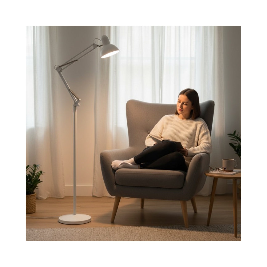 Brilagi - Elastyczna lampa podłogowa TASKER 1xE27/60W/230V 184 cm biała