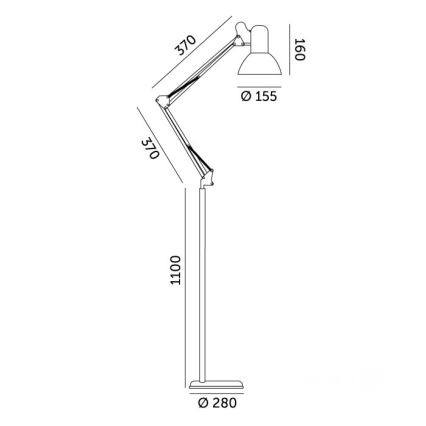 Brilagi - Elastyczna lampa podłogowa TASKER 1xE27/60W/230V 184 cm biała