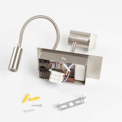 Brilagi - LED elastyczny kinkiet NUBILA 1xE27/25W/230V + LED/3W matowy chrom/pomarańczowy