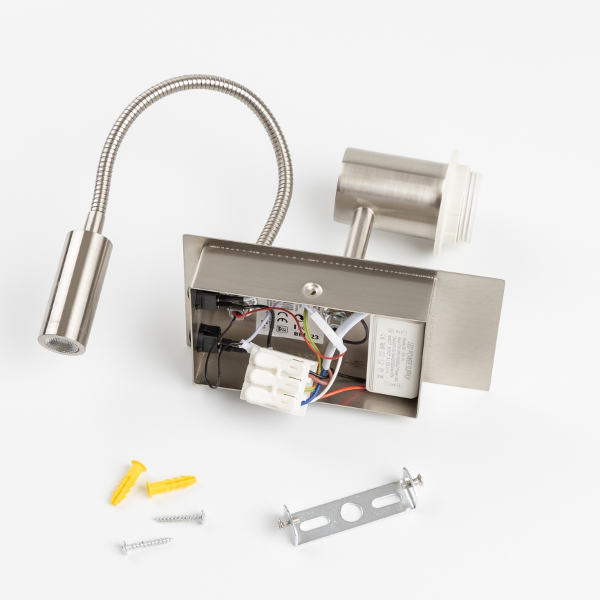 Brilagi - LED elastyczny kinkiet NUBILA 1xE27/25W/230V + LED/3W matowy chrom/pomarańczowy