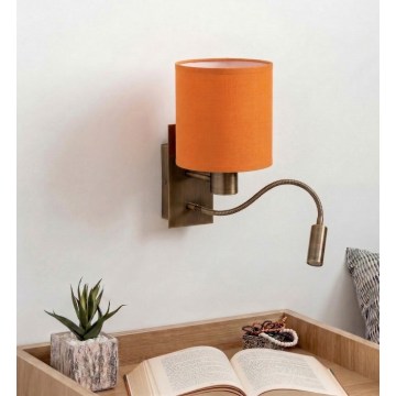 Brilagi - Elastyczna lampa ścienna LED NUBILA 1xE27/25W/230V + LED/3W mosiądz/pomarańczowy