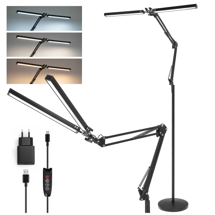 Brilagi - ściemnialna, giętna lampa stojąca VARIO LED/14W/230V 3000-6000K 157 cm czarna