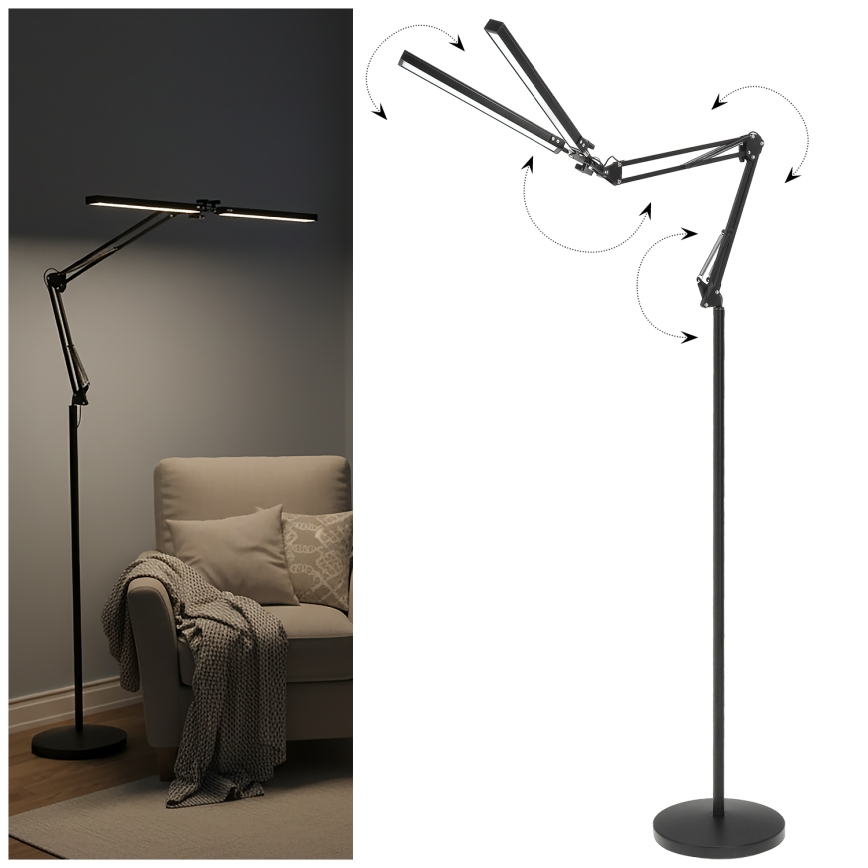 Brilagi - ściemnialna, giętna lampa stojąca VARIO LED/14W/230V 3000-6000K 157 cm czarna
