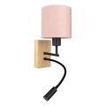 Brilagi - Elastyczny kinkiet LED BOBO WOOD 1xE27/25W/230V + LED/3W dąb/czarny/różowy