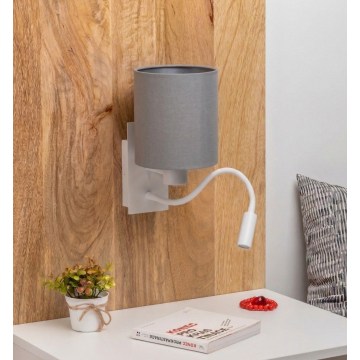 Brilagi - Elastyczny kinkiet LED NUBILA 1xE27/25W/230V + LED/3W biały/jasnoszary