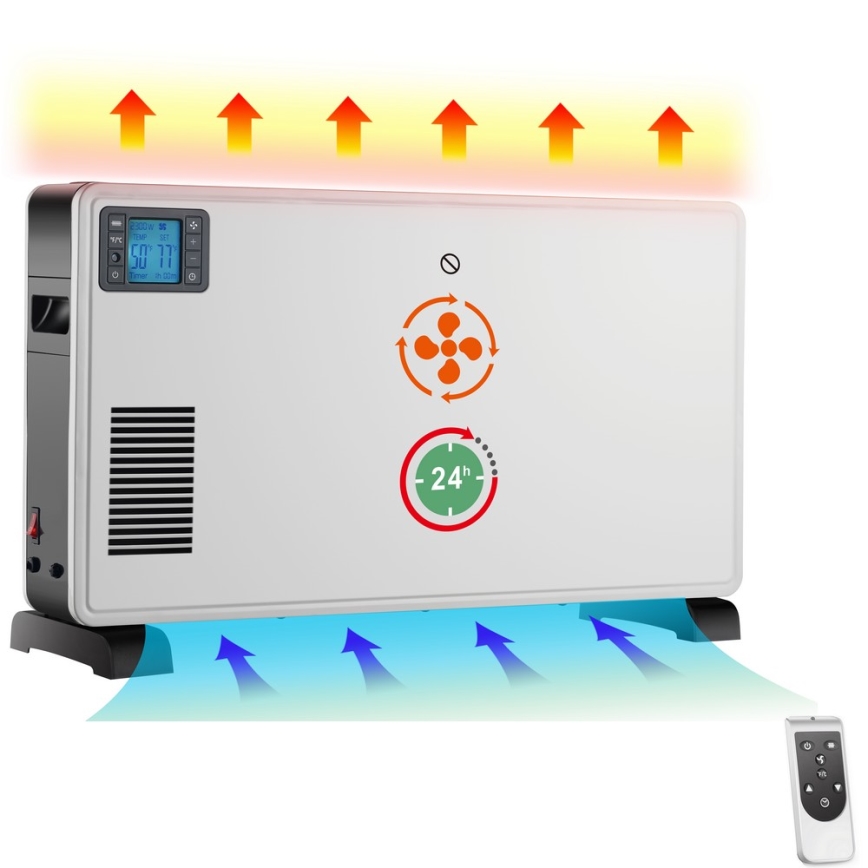 Brilagi - Elektryczny grzejnik konwektorowy 1000/1300/2300W LCD/timer/TURBO/termostat+ pilot